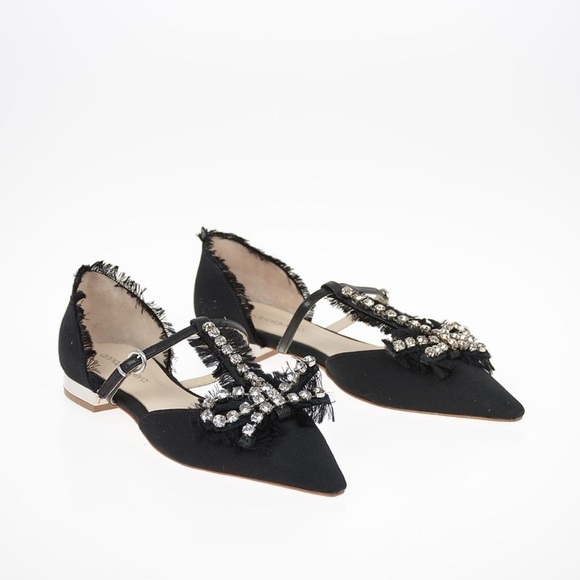 ANNA BAIGUERA Shoes - ANNA BAIEUERA COATED LEATHER ANNADEA BALLET FLATS WITH JEWEL DETAIL Sz 41